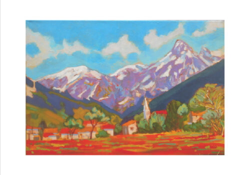 La dent d'Oche aux coquelicots - Reproduction sur papier d'art Format A3