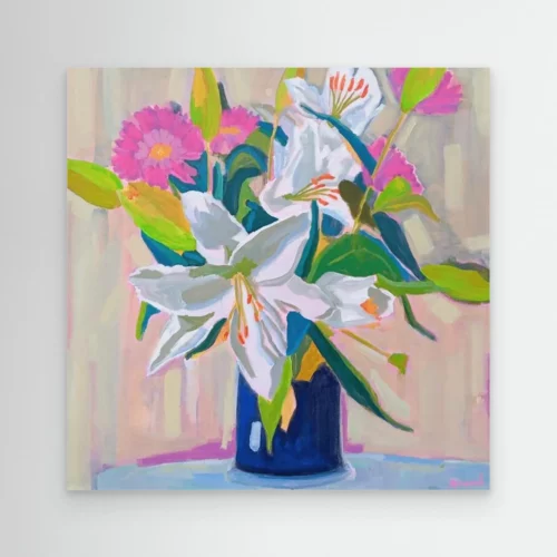 Lys et Gerbéras - Reproduction sur toile