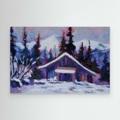 vielle grange sous la neige reproduction sur toile nathalie morand