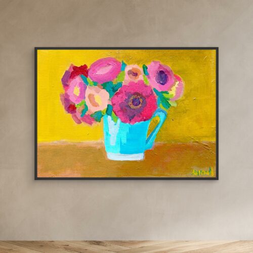 CALLIS ET GERBERAS REPRODUCTION SUR TOILE